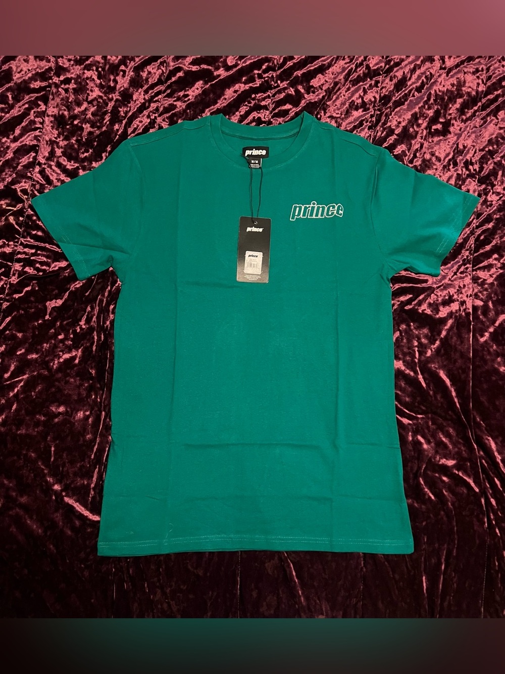 PRINCE EMBROIDERED COTTON TEE SHIRT - GREEN Men Size Medium